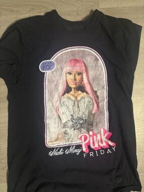 Nicki Minaj Black Graphic Tee with Pink Accents